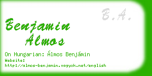 benjamin almos business card